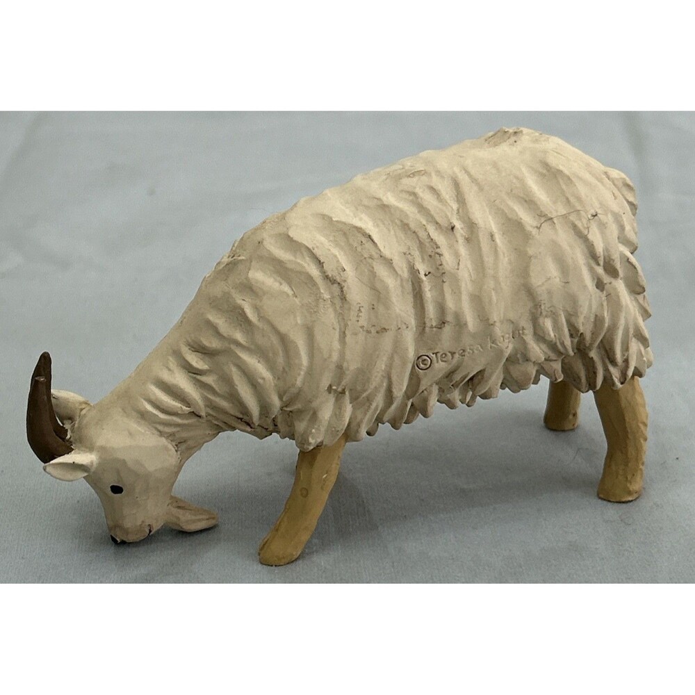 Teresa Kogut Primitive Folk Art Cream Goat Sheep Figurine Country Farmhouse